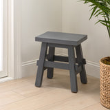 Evion 16.9" Rustic Farmhouse Solid Mindi Wood Handcrafted Accent Stool