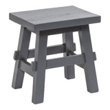 Evion 16.9" Rustic Farmhouse Solid Mindi Wood Handcrafted Accent Stool