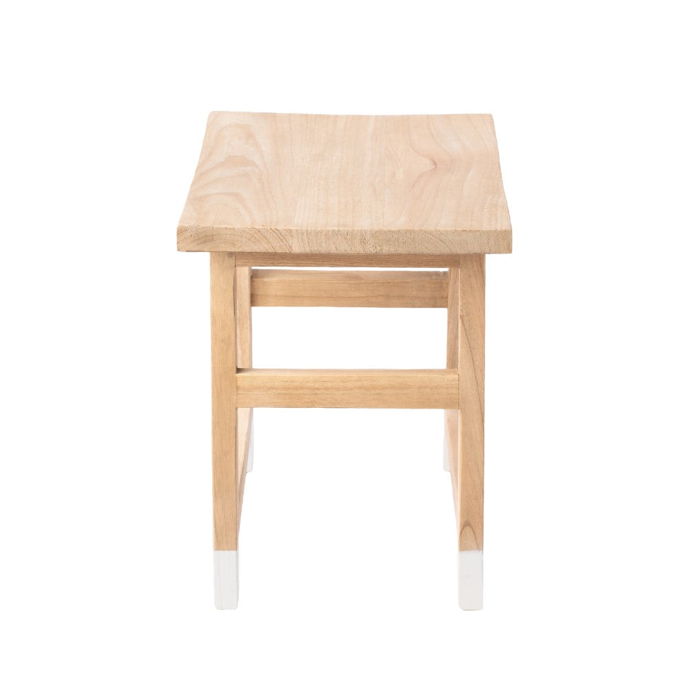 Corvex 18.3" Classic Casual Handcrafted Solid Mindi Wood Accent Stool with Tipped Legs