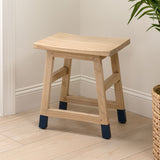 Corvex 18.3" Classic Casual Handcrafted Solid Mindi Wood Accent Stool with Tipped Legs