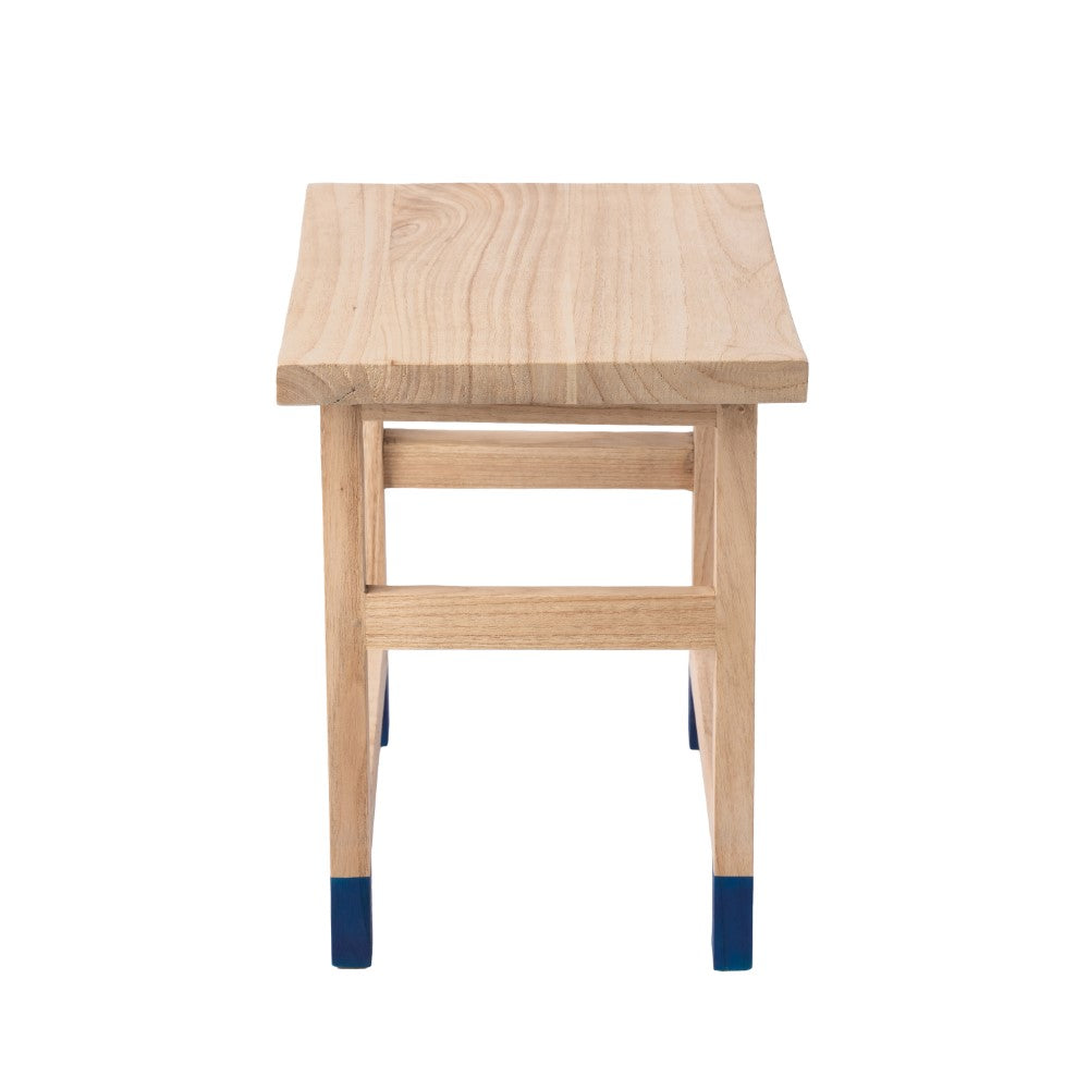 Corvex 18.3" Classic Casual Handcrafted Solid Mindi Wood Accent Stool with Tipped Legs