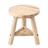 Alvero 13.8" Modern Minimalist Handcrafted Solid Teak Wood Accent Stool with Tri-Leg Base