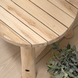 Alvero 13.8" Modern Minimalist Handcrafted Solid Teak Wood Accent Stool with Tri-Leg Base