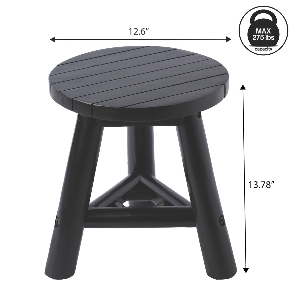 Alvero 13.8" Modern Minimalist Handcrafted Solid Teak Wood Accent Stool with Tri-Leg Base