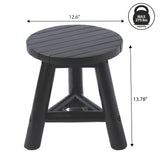 Alvero 13.8" Modern Minimalist Handcrafted Solid Teak Wood Accent Stool with Tri-Leg Base