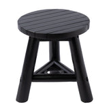 Alvero 13.8" Modern Minimalist Handcrafted Solid Teak Wood Accent Stool with Tri-Leg Base