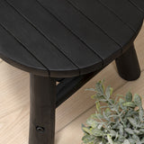 Alvero 13.8" Modern Minimalist Handcrafted Solid Teak Wood Accent Stool with Tri-Leg Base