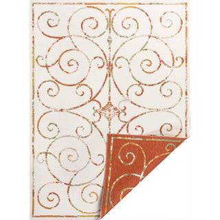 Ariadne Classic Cottage Filigree Scroll Reversible Machine-Washable Indoor/Outdoor Area Rug