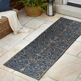 Ariadne Classic Cottage Filigree Scroll Reversible Machine-Washable Indoor/Outdoor Area Rug