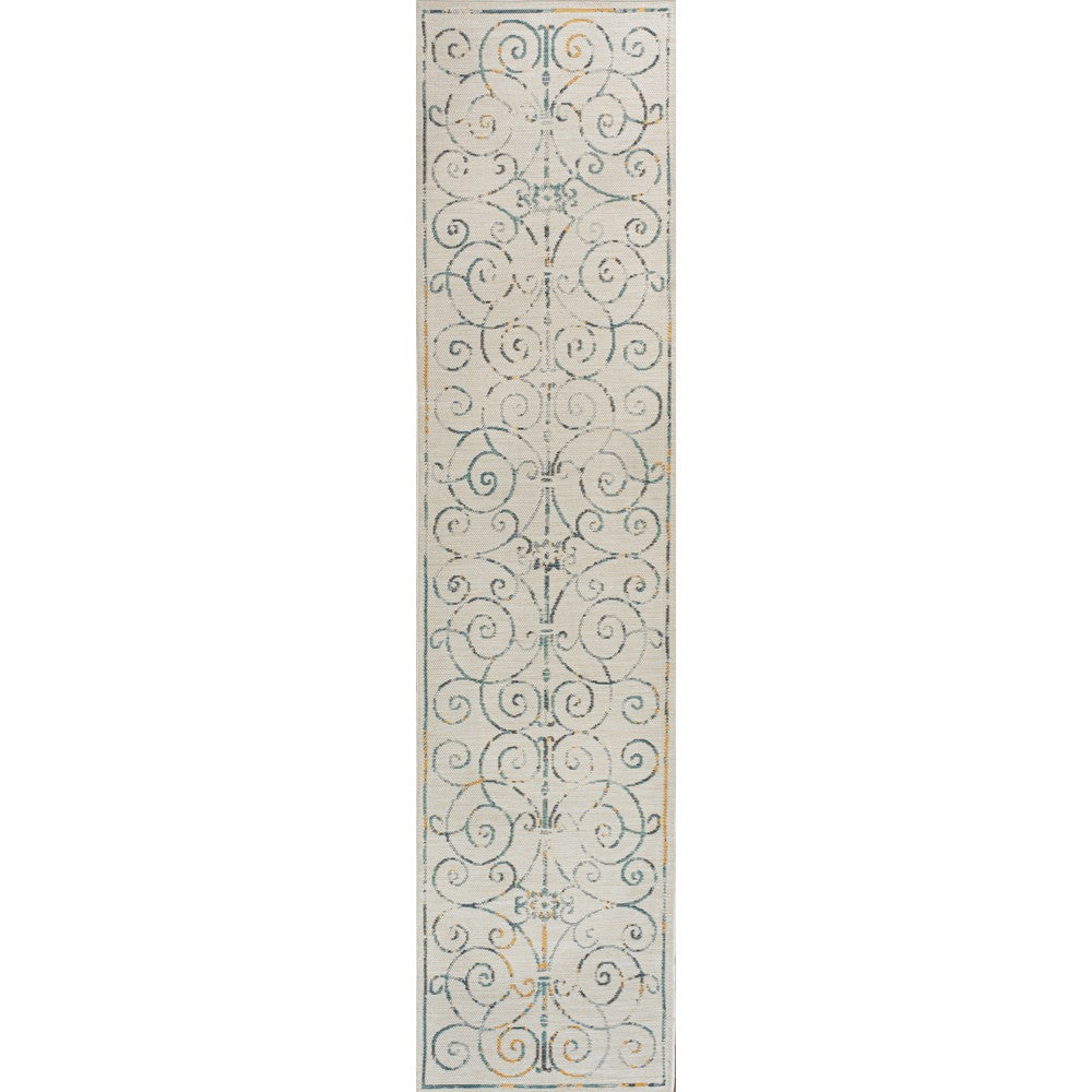 Ariadne Classic Cottage Filigree Scroll Reversible Machine-Washable Indoor/Outdoor Area Rug