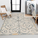 Ariadne Classic Cottage Filigree Scroll Reversible Machine-Washable Indoor/Outdoor Area Rug