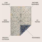Ariadne Classic Cottage Filigree Scroll Reversible Machine-Washable Indoor/Outdoor Area Rug
