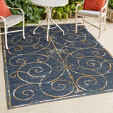 Ariadne Classic Cottage Filigree Scroll Reversible Machine-Washable Indoor/Outdoor Area Rug