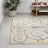 Ariadne Classic Cottage Filigree Scroll Reversible Machine-Washable Indoor/Outdoor Area Rug