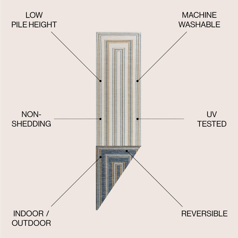 Always Classic Nautical Mitre Stripe Reversible Machine-Washable Indoor/Outdoor Area Rug
