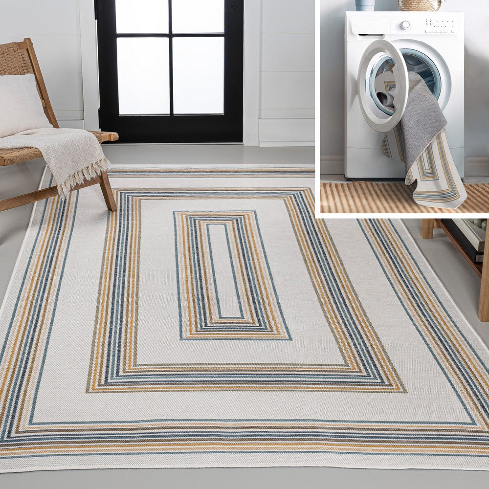 Always Classic Nautical Mitre Stripe Reversible Machine-Washable Indoor/Outdoor Area Rug
