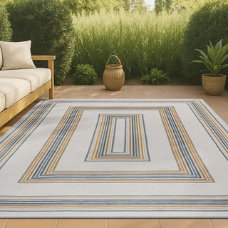 Always Classic Nautical Mitre Stripe Reversible Machine-Washable Indoor/Outdoor Area Rug