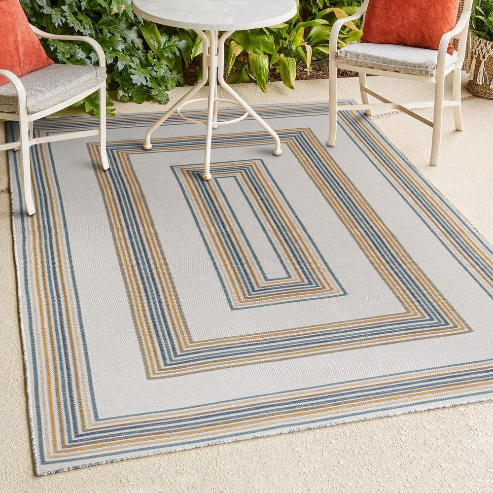Always Classic Nautical Mitre Stripe Reversible Machine-Washable Indoor/Outdoor Area Rug