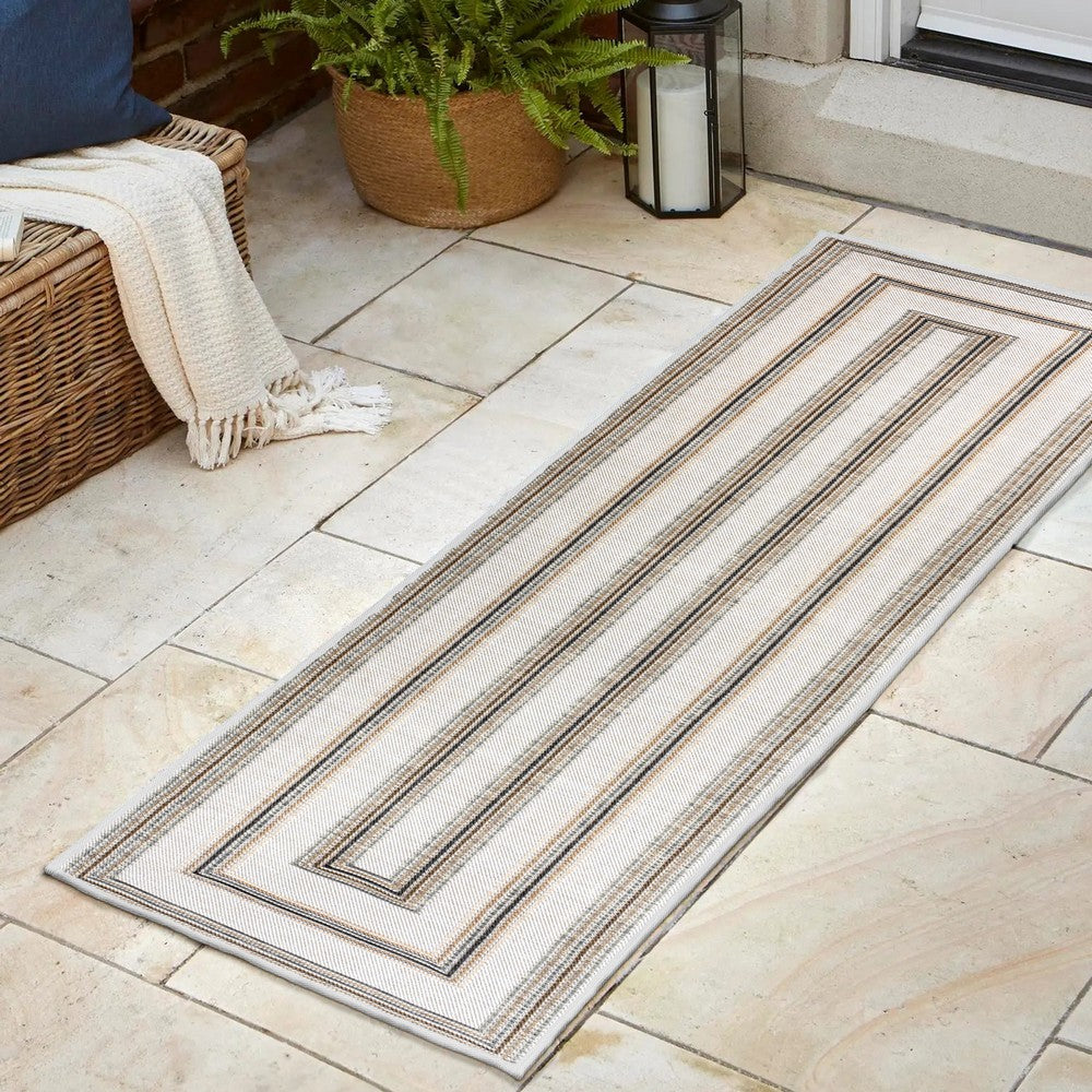 Always Classic Nautical Mitre Stripe Reversible Machine-Washable Indoor/Outdoor Area Rug