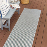 Eco Classic Coastal Pinstripe Reversible Machine-Washable Indoor/Outdoor Area Rug