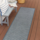 Eco Classic Coastal Pinstripe Reversible Machine-Washable Indoor/Outdoor Area Rug