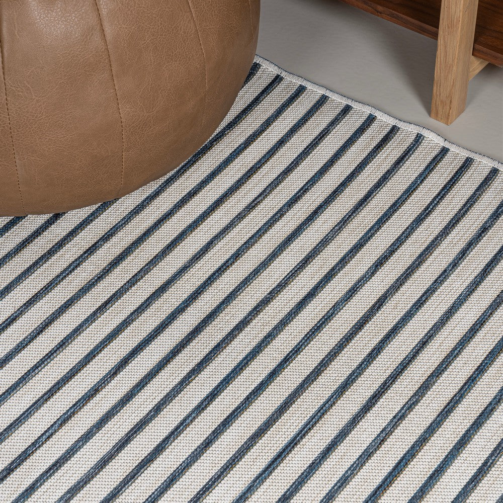 Eco Classic Coastal Pinstripe Reversible Machine-Washable Indoor/Outdoor Area Rug
