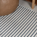 Eco Classic Coastal Pinstripe Reversible Machine-Washable Indoor/Outdoor Area Rug