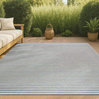 Eco Classic Coastal Pinstripe Reversible Machine-Washable Indoor/Outdoor Area Rug