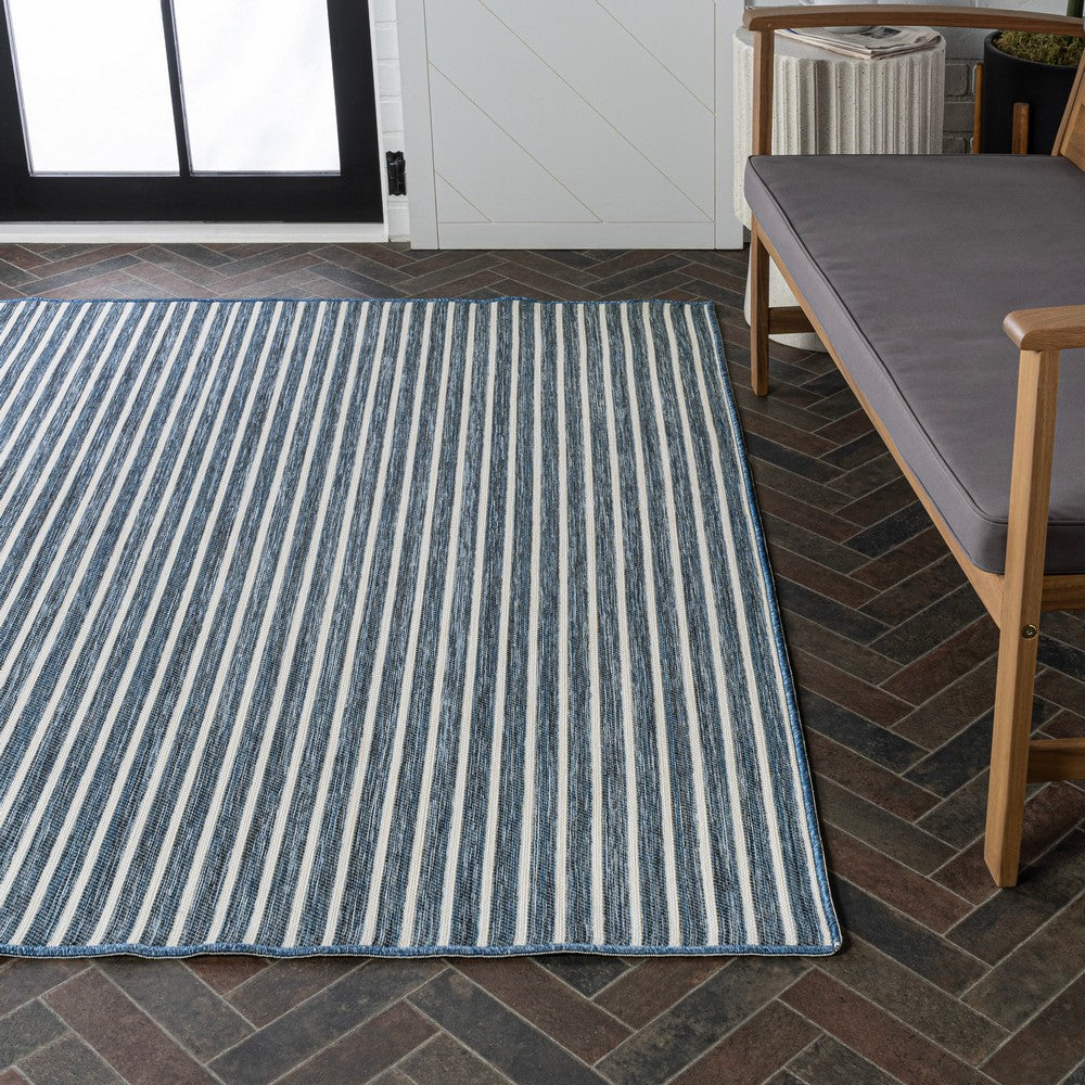 Eco Classic Coastal Pinstripe Reversible Machine-Washable Indoor/Outdoor Area Rug