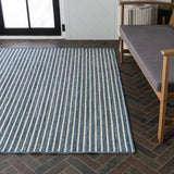 Eco Classic Coastal Pinstripe Reversible Machine-Washable Indoor/Outdoor Area Rug