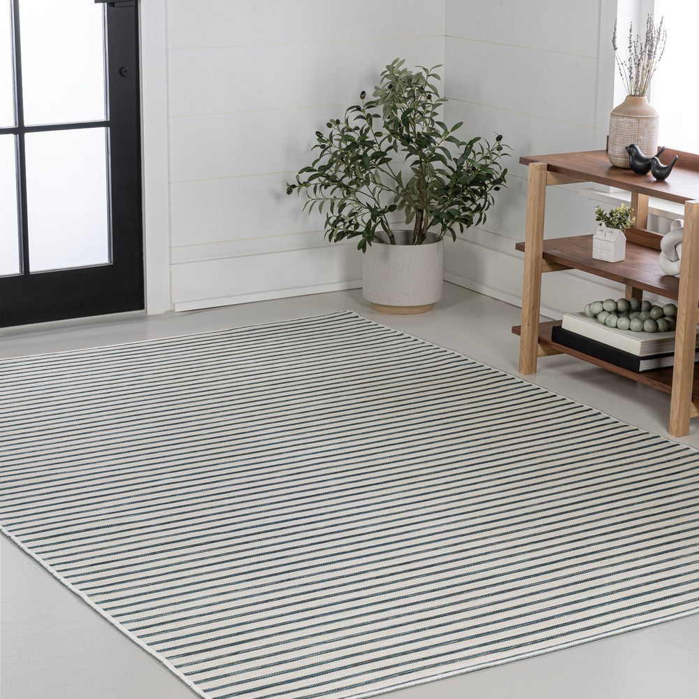 Eco Classic Coastal Pinstripe Reversible Machine-Washable Indoor/Outdoor Area Rug