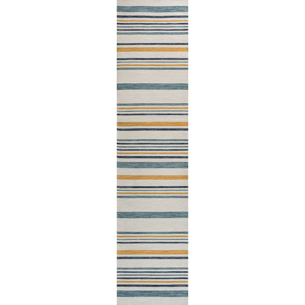 Remat Classic Coastal Ticking Stripe Reversible Machine-Washable Indoor/Outdoor Area Rug