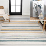 Remat Classic Coastal Ticking Stripe Reversible Machine-Washable Indoor/Outdoor Area Rug