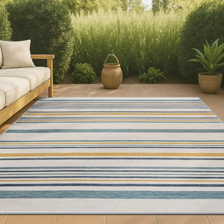 Remat Classic Coastal Ticking Stripe Reversible Machine-Washable Indoor/Outdoor Area Rug