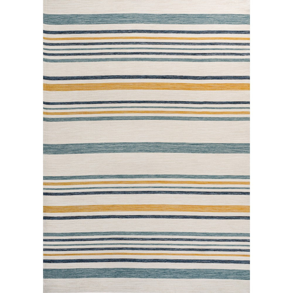 Remat Classic Coastal Ticking Stripe Reversible Machine-Washable Indoor/Outdoor Area Rug