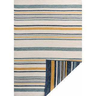 Remat Classic Coastal Ticking Stripe Reversible Machine-Washable Indoor/Outdoor Area Rug