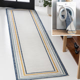 Homcomodar Classic Coastal Mitred Stripe Reversible Machine-Washable Indoor/Outdoor Area Rug