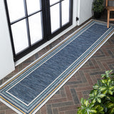 Homcomodar Classic Coastal Mitred Stripe Reversible Machine-Washable Indoor/Outdoor Area Rug
