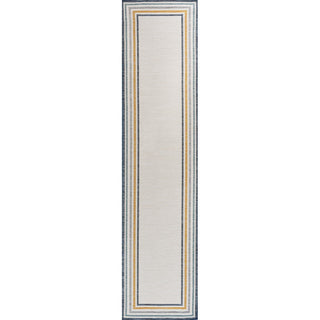 Homcomodar Classic Coastal Mitred Stripe Reversible Machine-Washable Indoor/Outdoor Area Rug