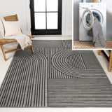 Leah Mid-Century Modern Arch Stripe Reversible Machine-Washable Indoor/Outdoor Area Rug