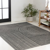 Leah Mid-Century Modern Arch Stripe Reversible Machine-Washable Indoor/Outdoor Area Rug