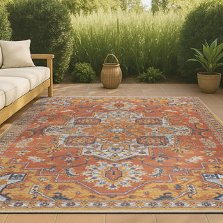 Langley Traditional Vintage Medallion Reversible Machine-Washable Indoor/Outdoor Area Rug
