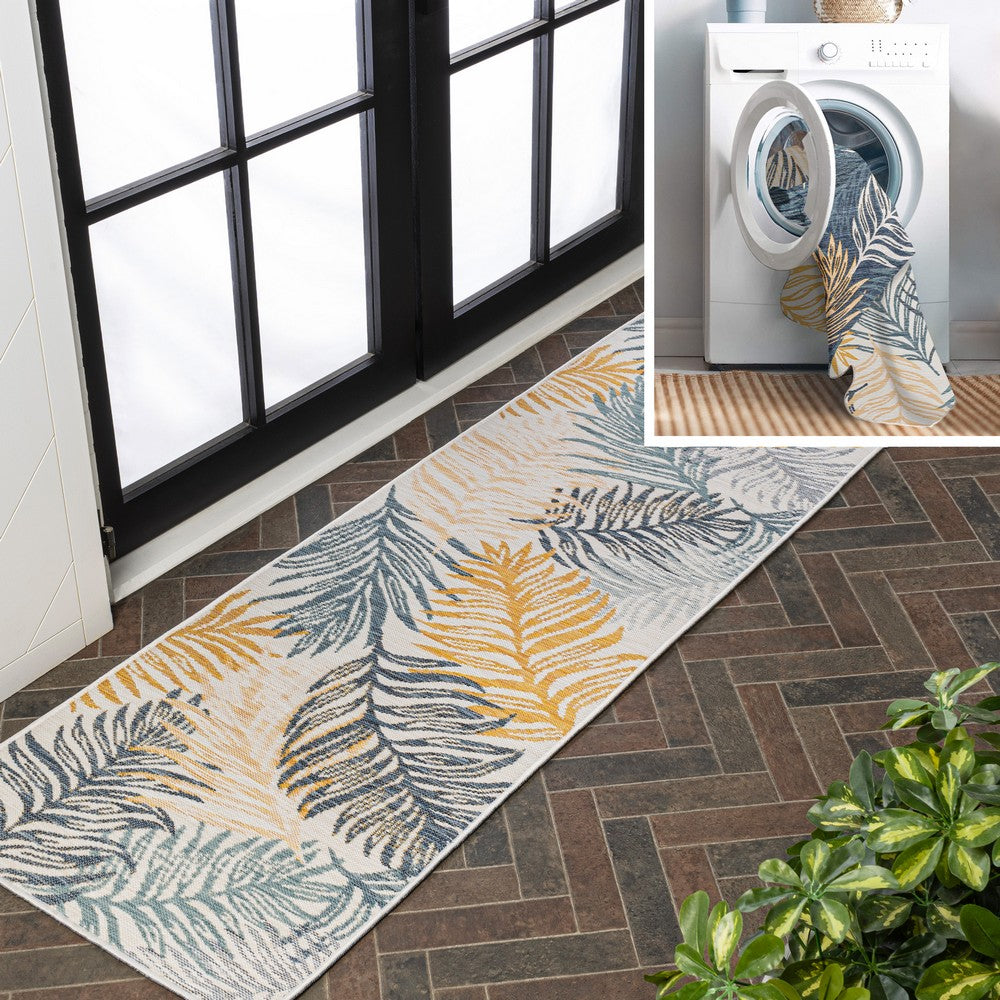 Veranda Coastal Casual Palm Frond Reversible Machine-Washable Indoor/Outdoor Area Rug