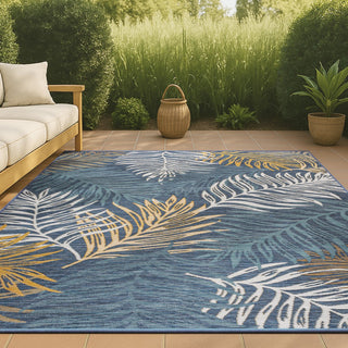 Veranda Coastal Casual Palm Frond Reversible Machine-Washable Indoor/Outdoor Area Rug