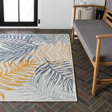 Veranda Coastal Casual Palm Frond Reversible Machine-Washable Indoor/Outdoor Area Rug