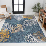 Veranda Coastal Casual Palm Frond Reversible Machine-Washable Indoor/Outdoor Area Rug