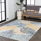 Veranda Coastal Casual Palm Frond Reversible Machine-Washable Indoor/Outdoor Area Rug