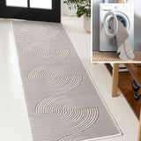 Cord Mid-Century Modern Curve Stripe Reversible Machine-Washable Indoor/Outdoor Area Rug