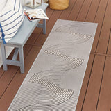Cord Mid-Century Modern Curve Stripe Reversible Machine-Washable Indoor/Outdoor Area Rug