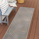 Cord Mid-Century Modern Curve Stripe Reversible Machine-Washable Indoor/Outdoor Area Rug